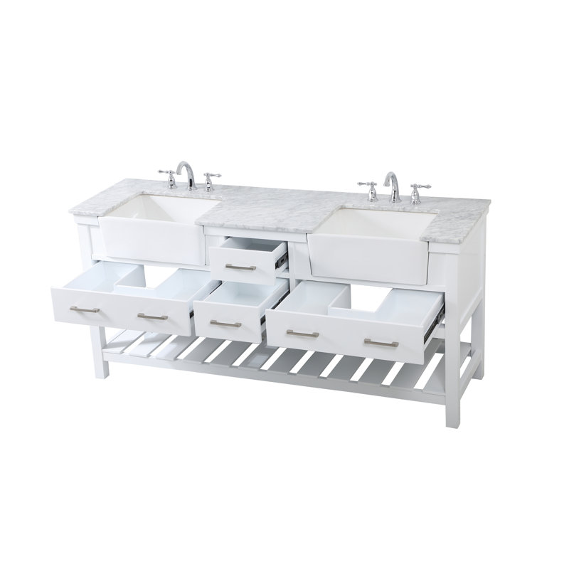 Meuble-lavabo double 72 po Pelaghia, Blanc