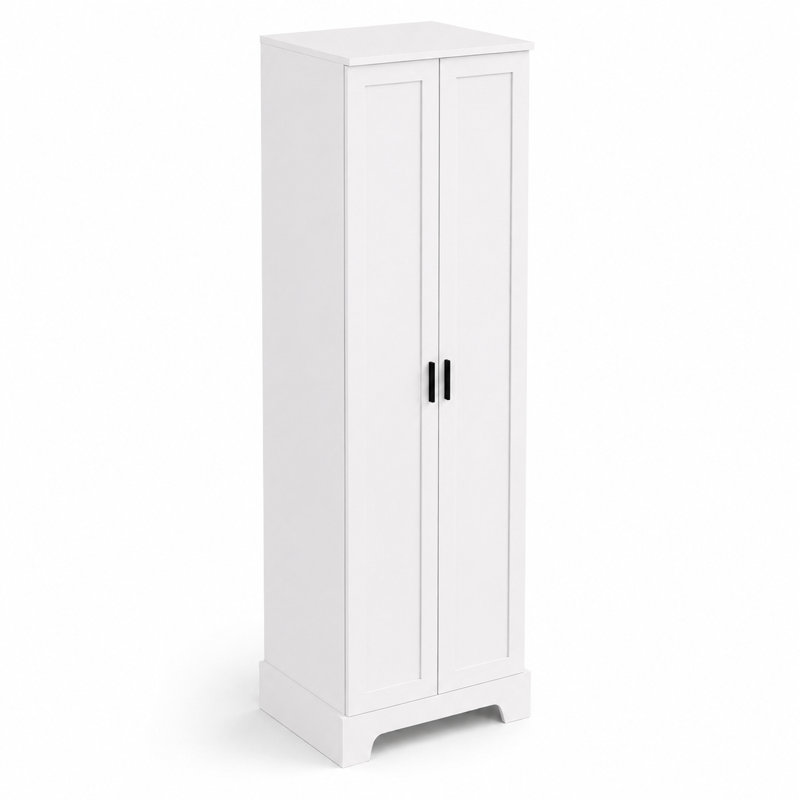 Armoire de rangement simple en bois manufacturé Naber - 2 portes, Blanc