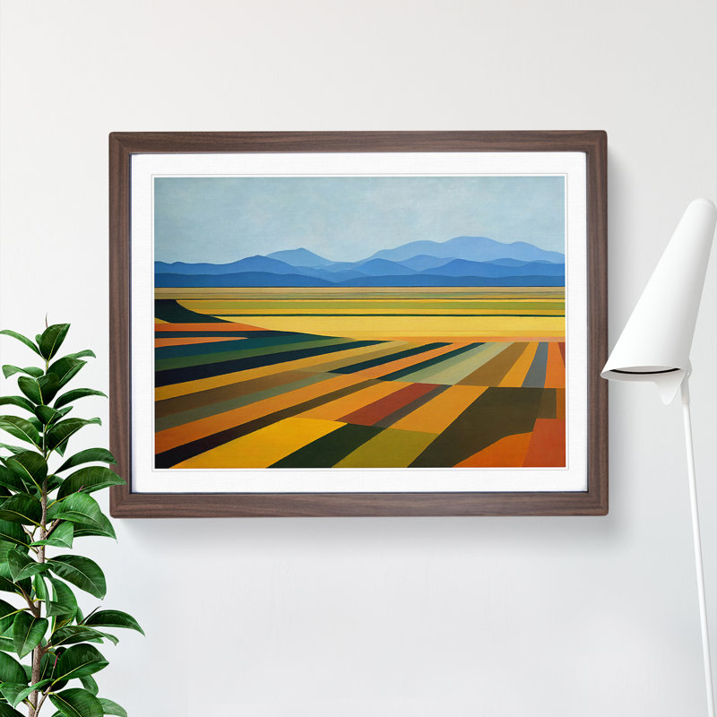 Extraordinary Spring Meadow Landscape 1 Piece Single Picture Frame Wall Art, 34cm H x 46cm W x 2cm D, Walnut