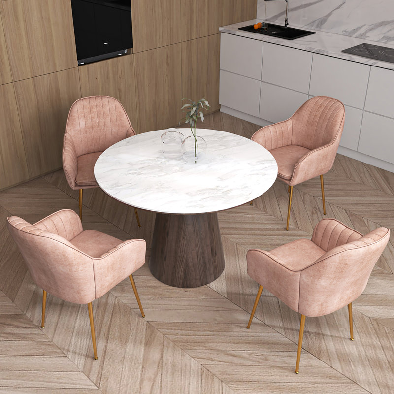 Fauteuil en velours l 23,5 po Hassania, Rose