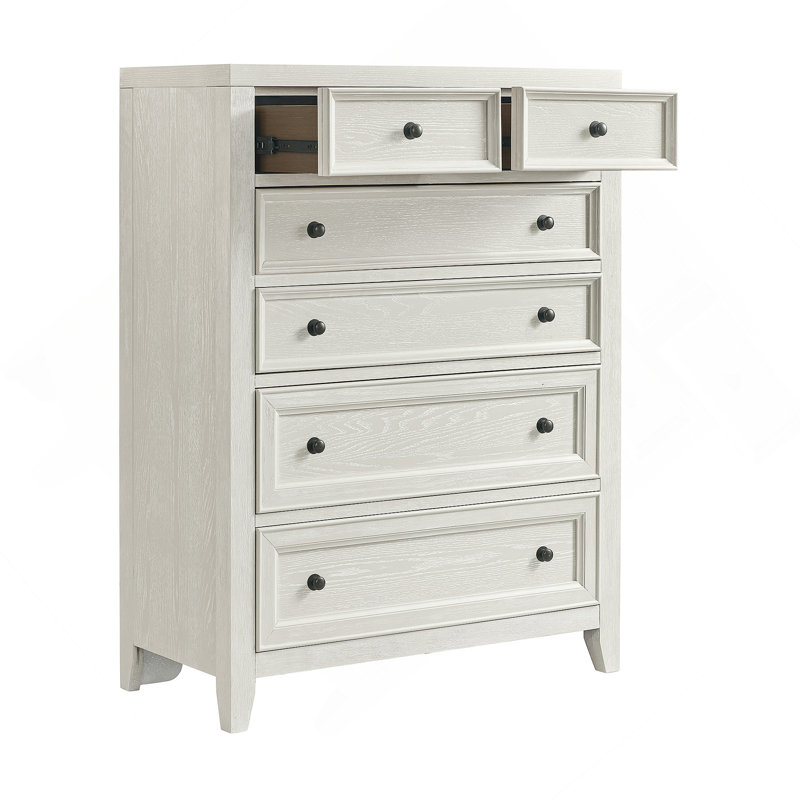 Commode 6 tiroirs avec boutons en métal, Blanc