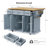 54-Inch Rubberwood Folding Side, Embossed Texture Kitchen Cart With Wheels, 4 Doors, 3 Drawers With Storage-1580527468
