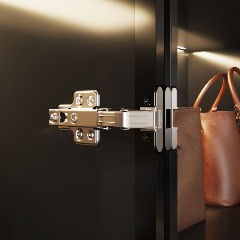 Walk-In Closet System With LED Glass Doors, Aluminum Frame, Push-Open, Black