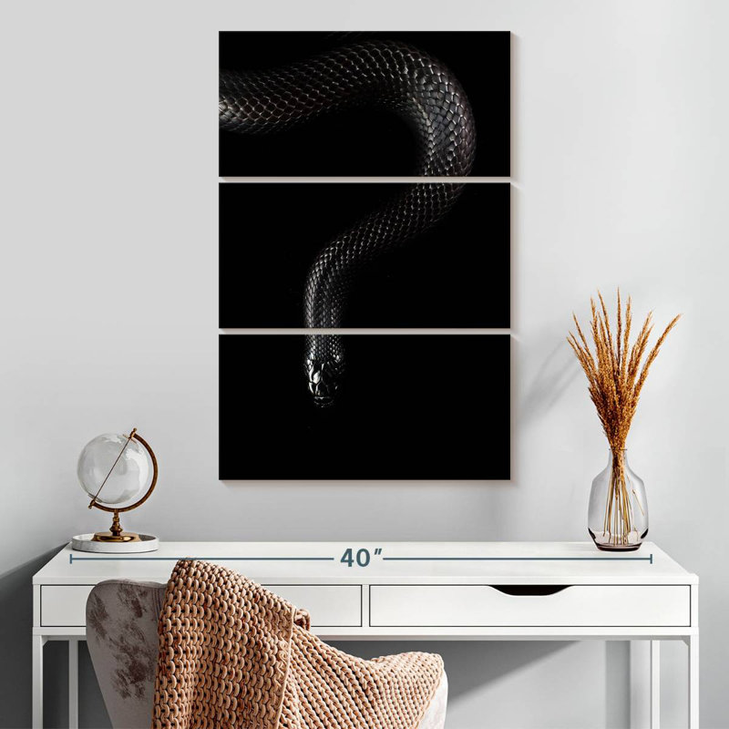 Serpent noir Brampt, H 32 po x l 20 po