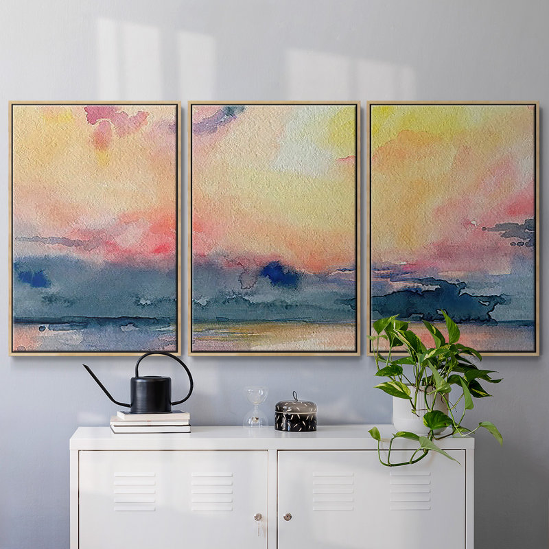 Prism Seascape III - Toile encadrée multi-pièces, H 40 po x l 78 po x P 2 po, Naturel