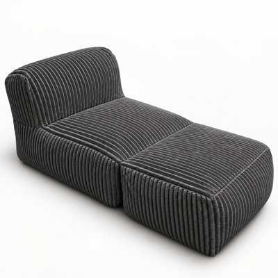 Pouf géant en velours côtelé avec rembourrage en mousse, chaise longue de sol capitonnée pour salon et chambre