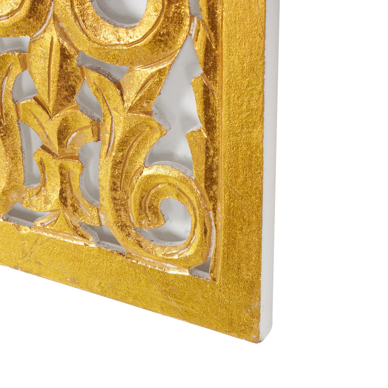 Gold Carved Wooden Floral Scroll Wall Decor Panel