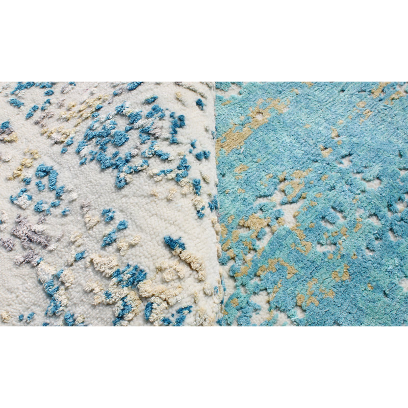Abstract Area Rug in Green, Rectangle 10' x 14'