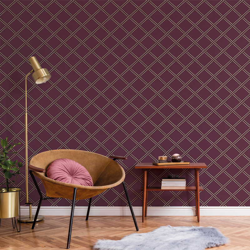 Daschle 10.05m x 53cm Matte Paste the Wall Wallpaper Roll, Purple/Burgundy