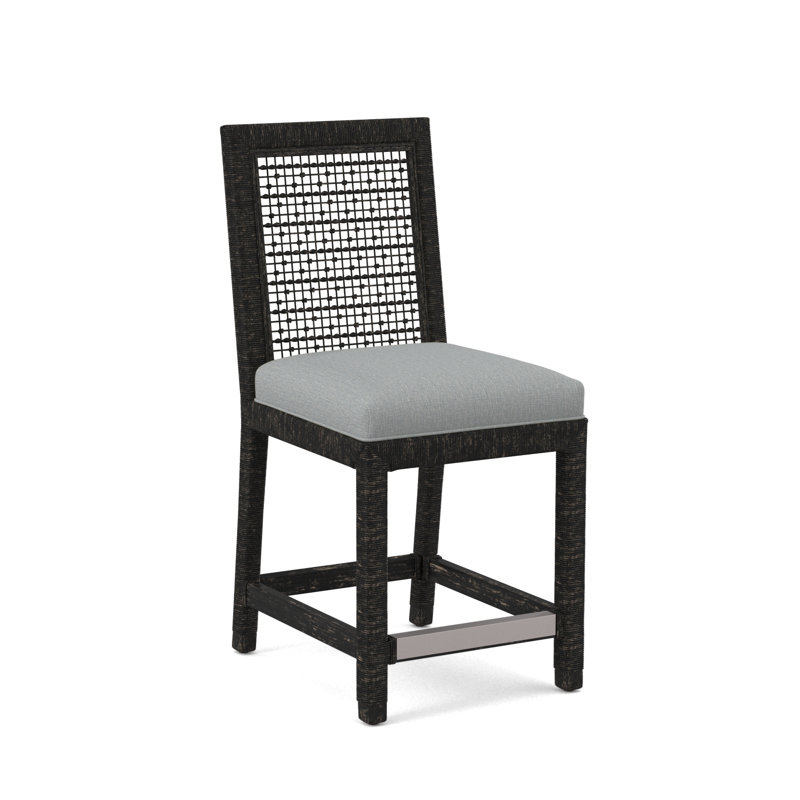 Pine Isle 24" Counter Stool, Sunbrella Beige Pinstripe; 6205-74, Antique Black