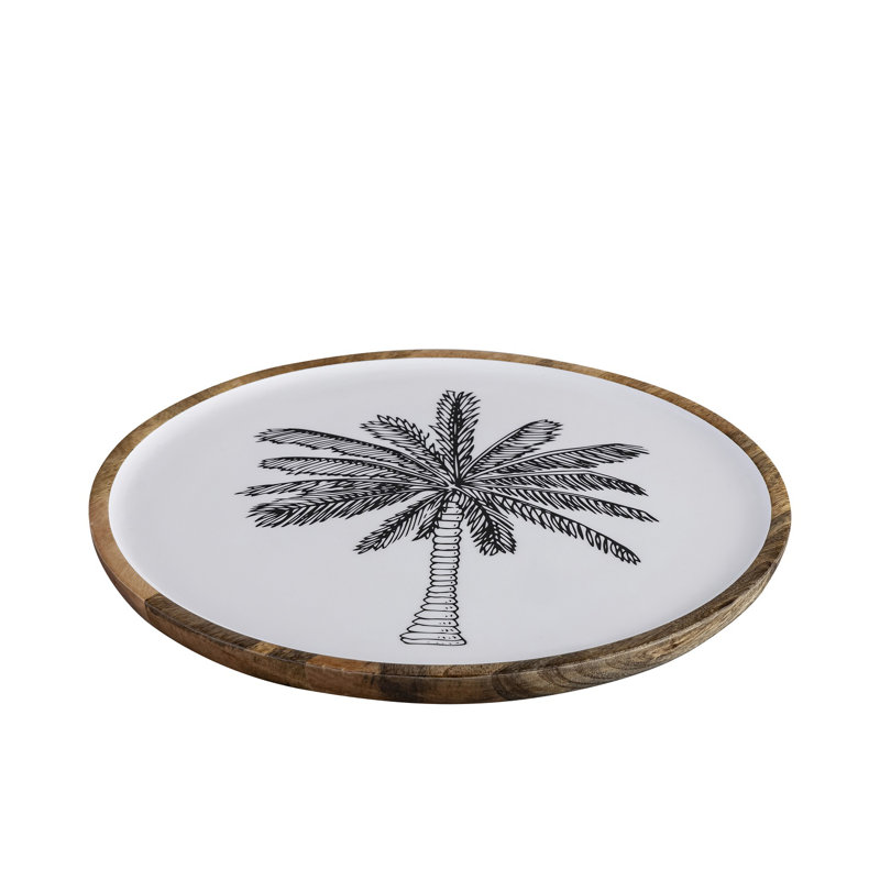 Assiette en bois de manguier naturel, H 1 po x l 12 po x P 12 po