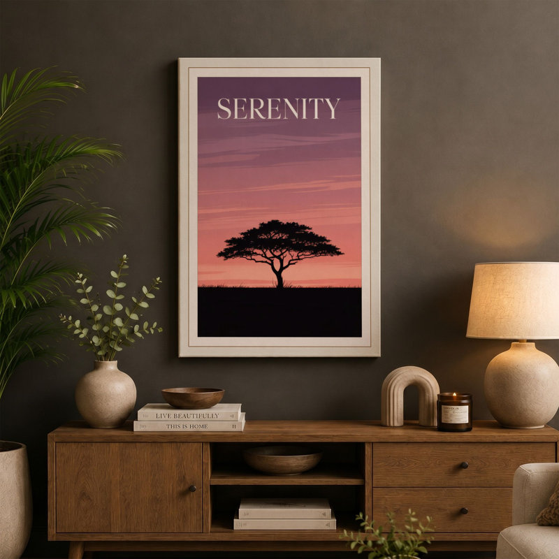Serenity at Dusk Minimalist - Wrapped Canvas, 18x12 - 45.7 x 30.5 cm, White Border