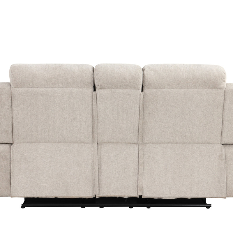 Causeuse en chenille gris clair Galya avec console