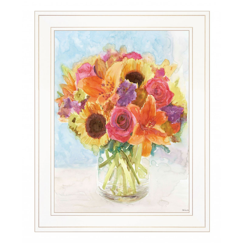 Vases avec fleurs, art mural, Cadre blanc