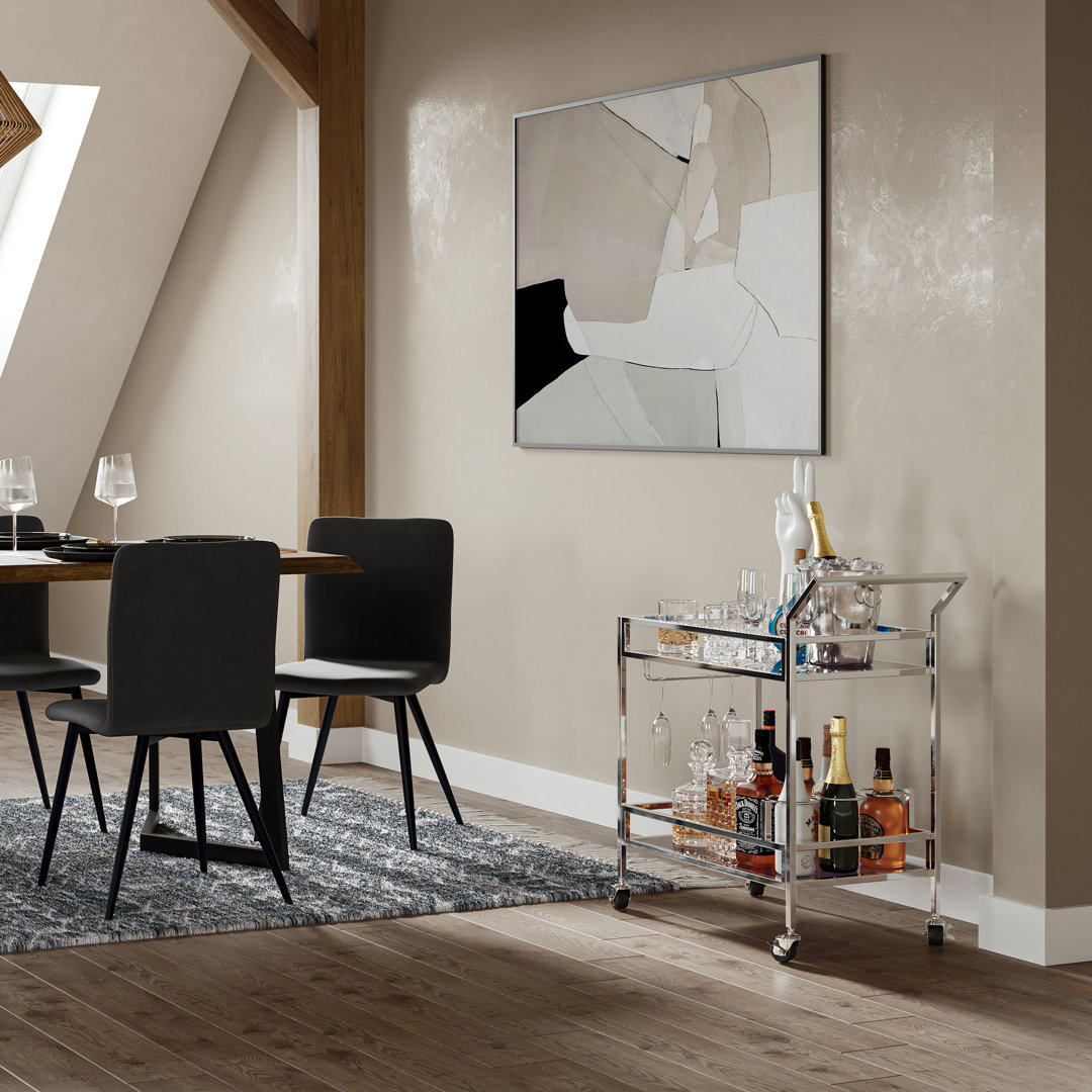 Watts 26 inch Bar Cart in Chrome Simpli Home