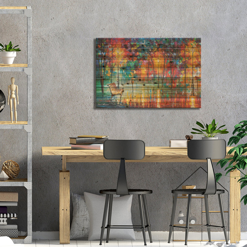 «Hidden Way On Wood» par Leonid Afremov, H 18 po x l 26 po x P 1,5 po