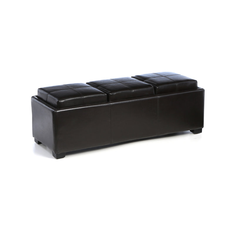 Faux Leather Ottoman, Brown Faux Leather