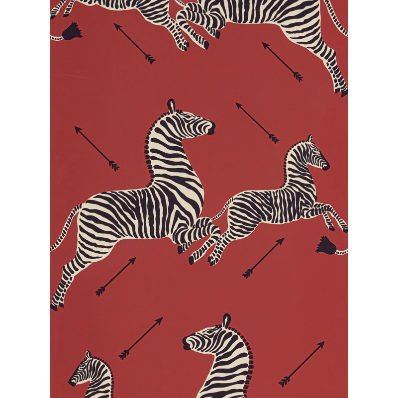 Zèbres | Papier peint | TRIMMED, Rouge Masai