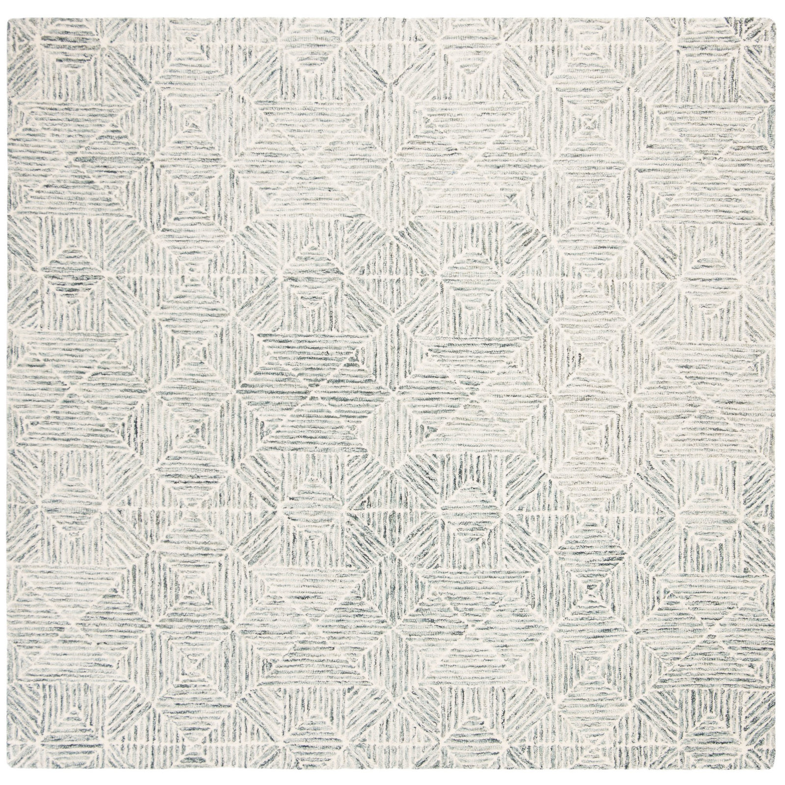 Linsly Handmade Light Green/Ivory Rug, Square 4'