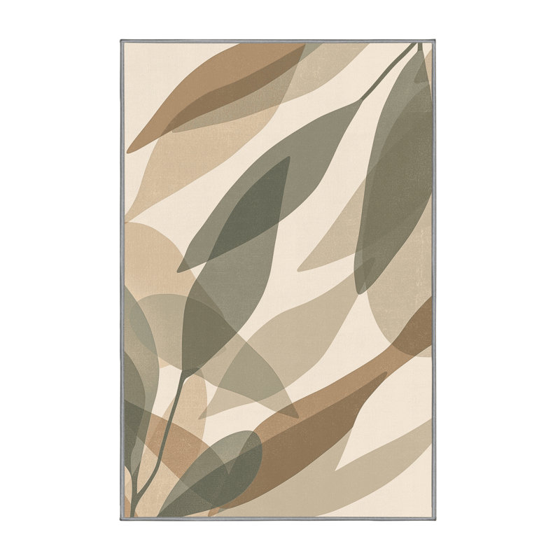 Tapis à motif abstrait brun rustique lavable à la machine Orlandra, 2 x 5