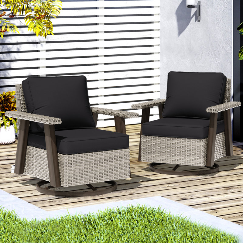 Chaises pivotantes 2 pièces avec coussins Creal, Noir