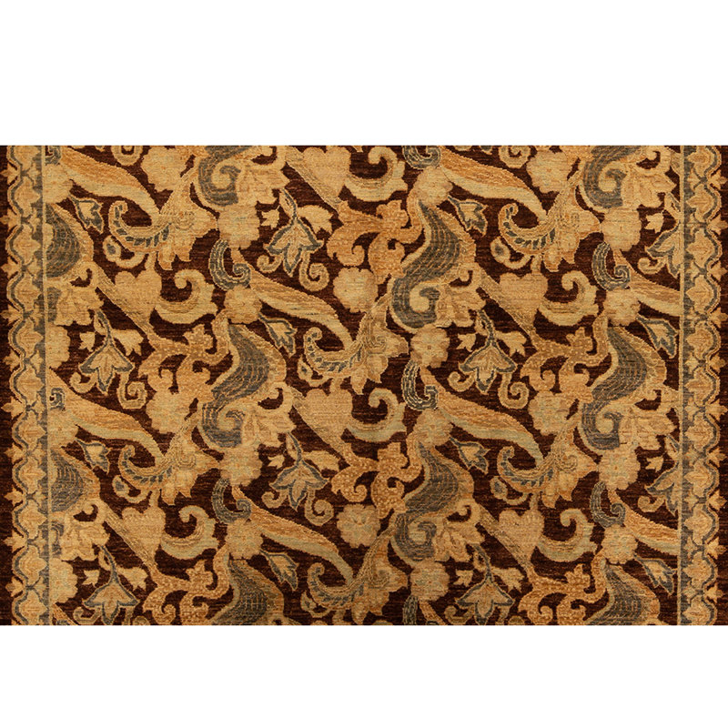 Tapis brun / jaune de haute qualité noué à la main