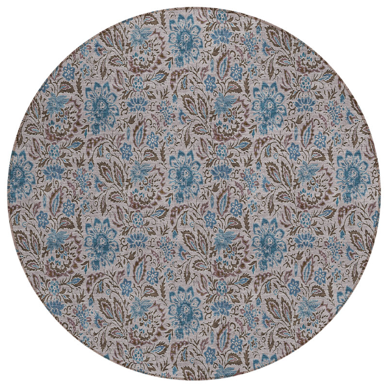 Floral Indoor / Outdoor Rug, Round 8'
