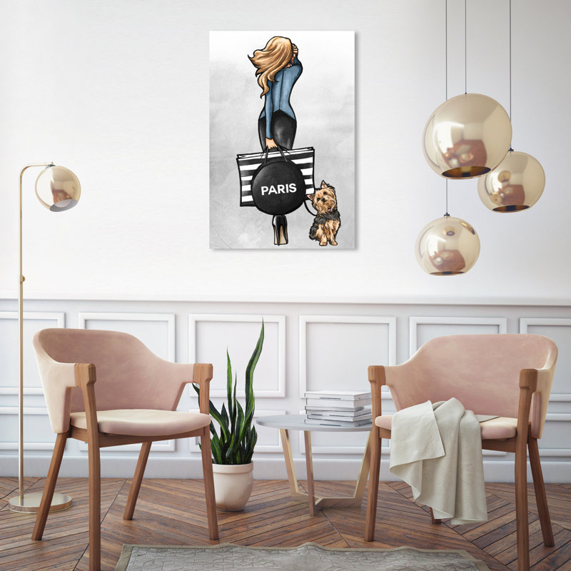 «Fashion Walk Friend Blue Outfits», impression sur toile, H 30 po x l 20 po, Toile tendue
