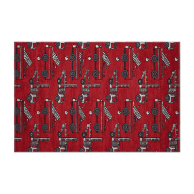 Transportation Red Indoor and Outdoor Area Rug