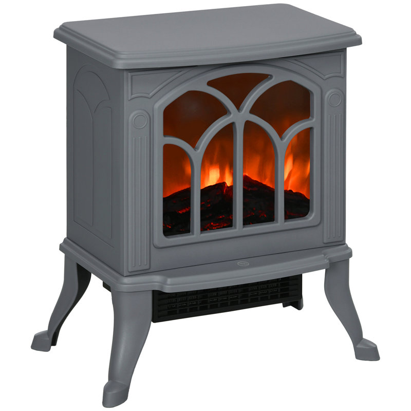 Freestanding Electric Fireplace Stove, Space Heater With Realistic Flame Effect, Adjustable Temperature, And Overheat Protection, 750W/1500W