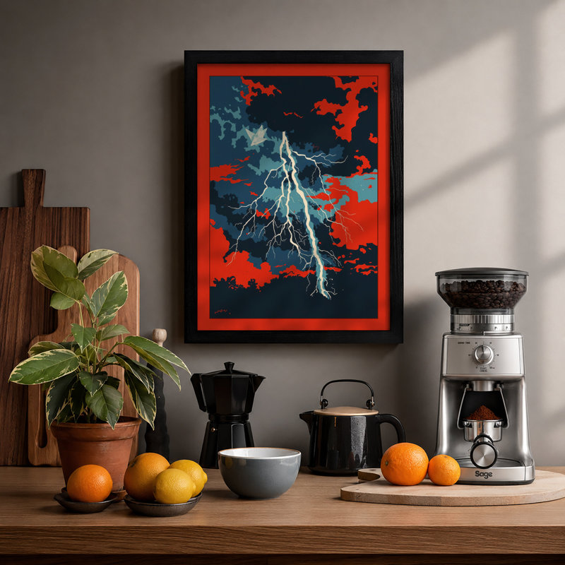Lightning Strike Modern - Print, A1 - 84.1 x 59.4 cm, Black