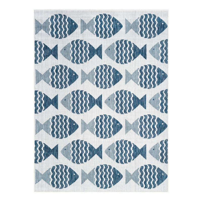 Outdoor Coastal Indoor/Outdoor Area Rug, Rectangle 5'3" x 7'1"