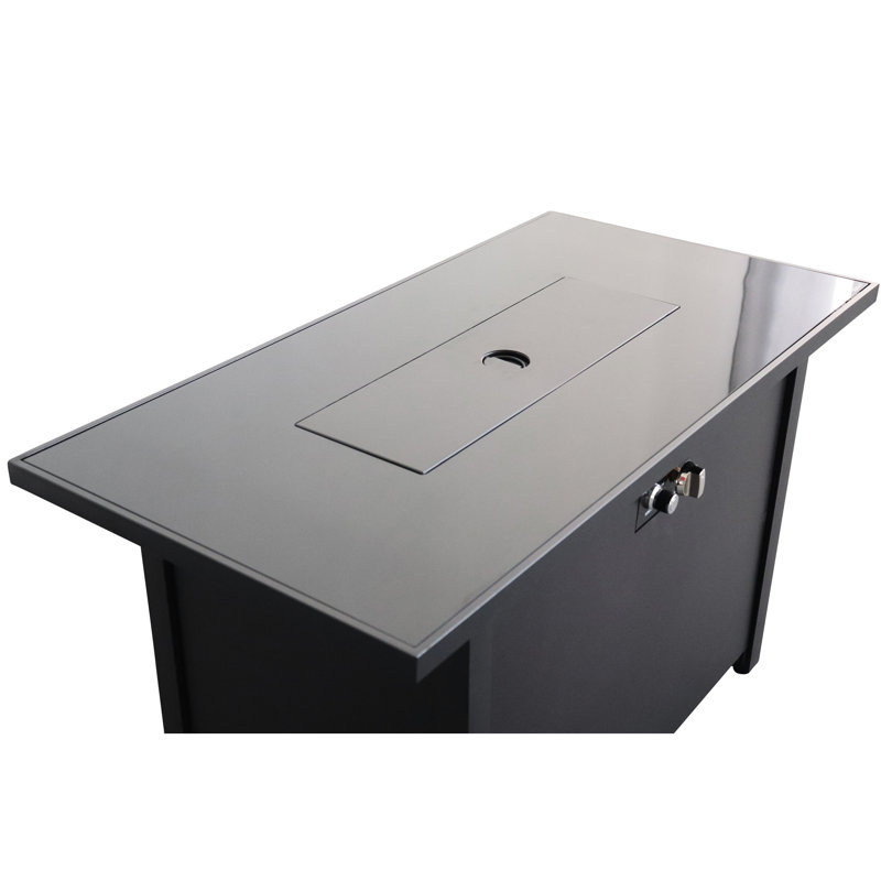Stainless Steel Fire Pit Table, 43", 50000 , Black Alarm Holder 43" Rectangle, Black, Cover