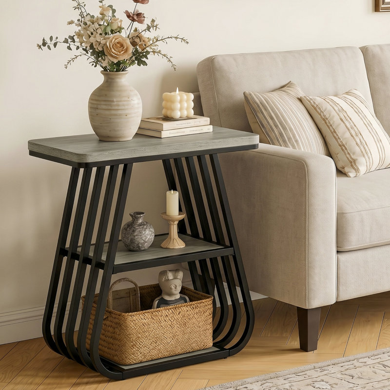 Pedestal End Table, 1, Grey