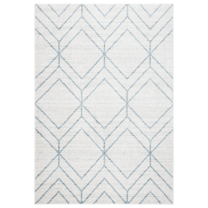 Beckstead Geometric Gray/Blue Area Rug, Rectangle 3' x 5'