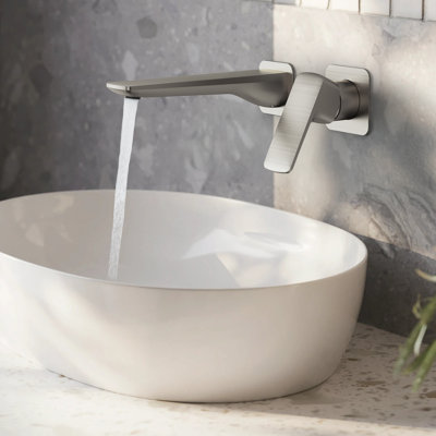 Wall Mounted Bathroom Faucet, Single-handle Bathroom Sink Faucet with Drain Assembly