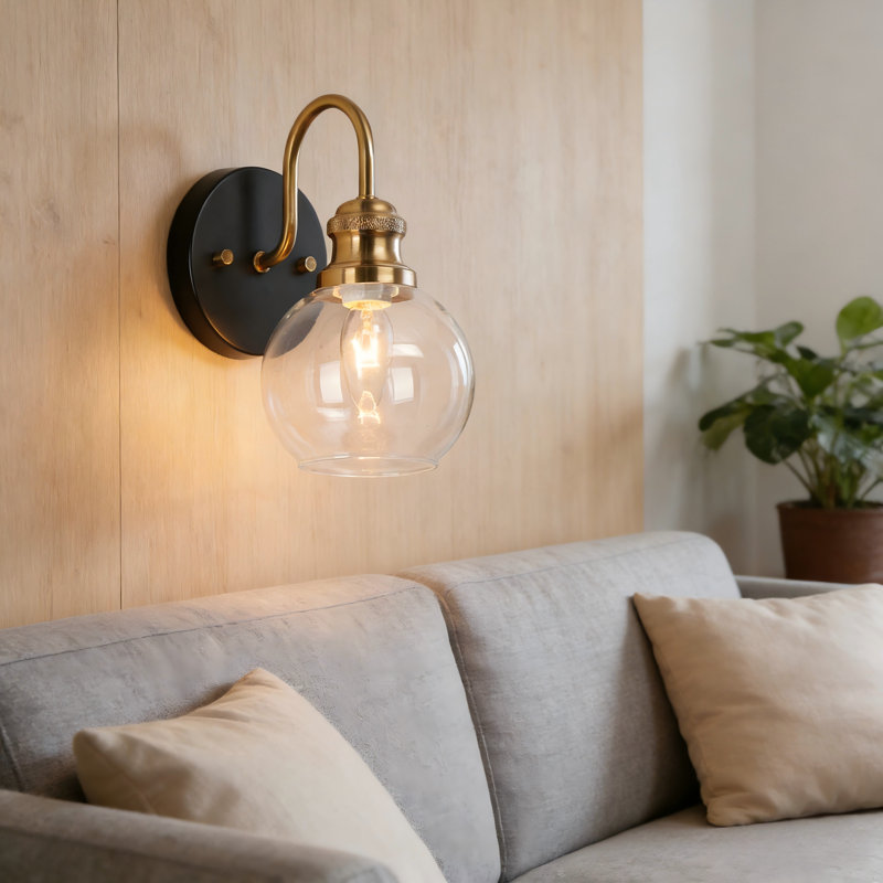 Yedidalga 1-Light Dimmable Black/Copper Armed Sconce