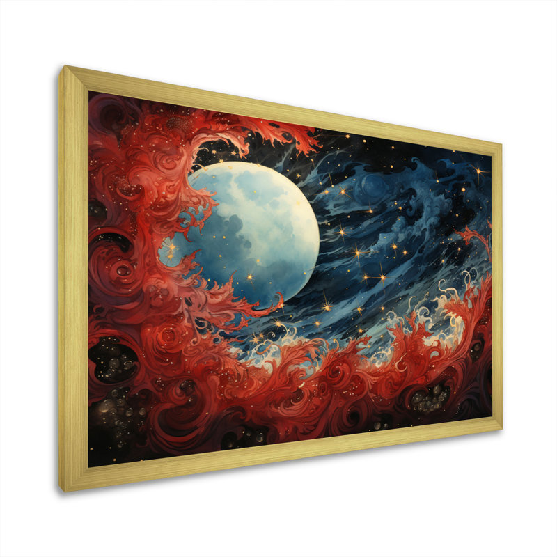 «Red Blue Blue Universal Wonders» sur impression sur toile, H 12 po x l 20 po x P 1 po, Encadrement doré