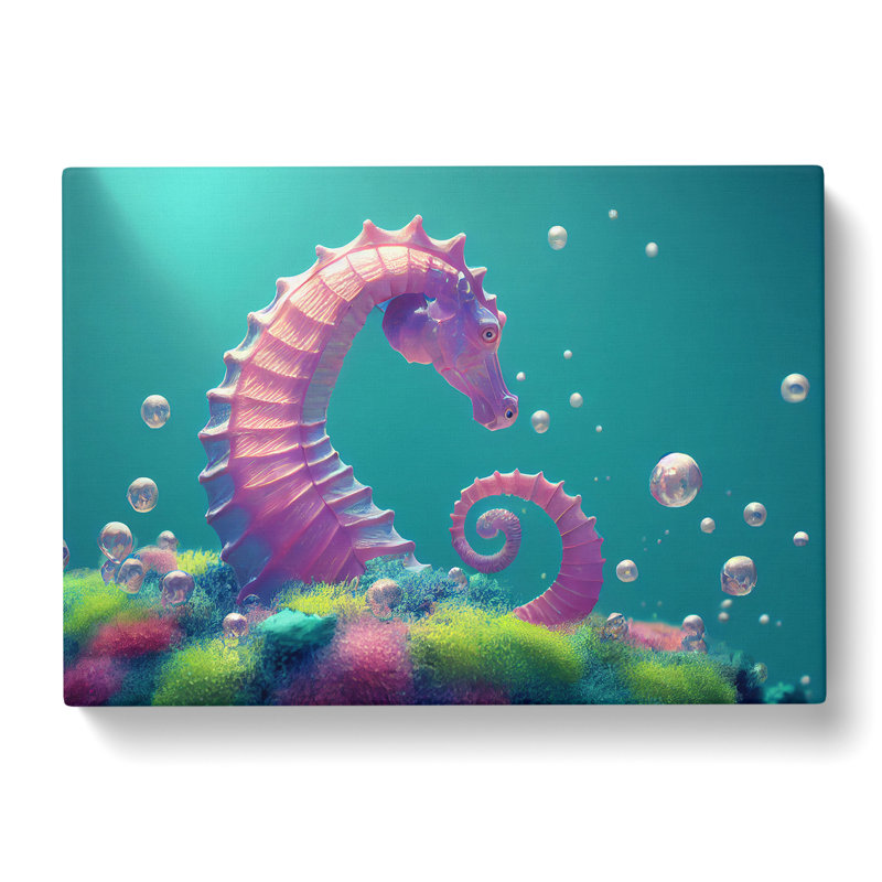 Seahorse Bubbles - Wrapped Canvas, 40cm H x 60cm W x 3cm D