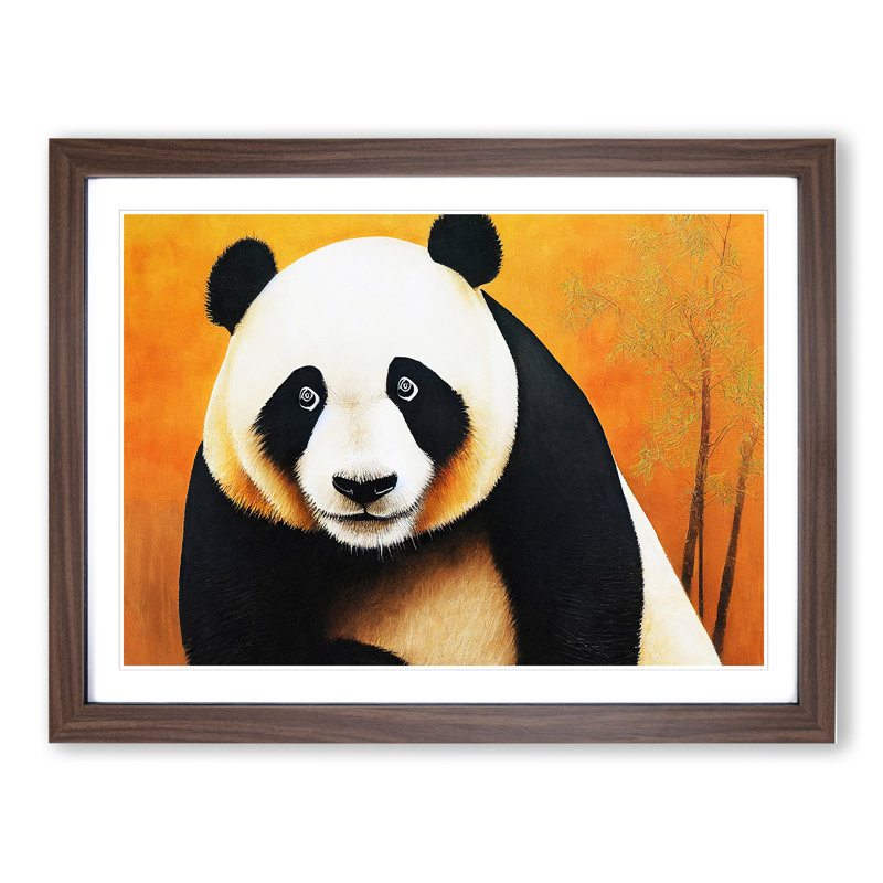 Adorable Panda - Single Picture Frame Print, Walnut Framed, 46cm H x 64cm W x 2cm D