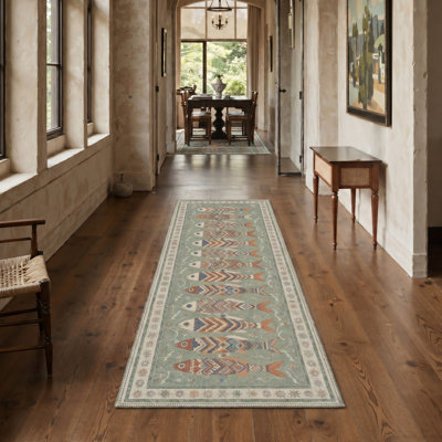 Tapis de couloir vert Arnella
