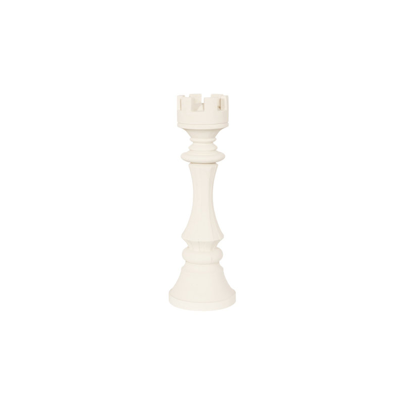 Small Cast Stone Rook Chess Sculpture, Off White