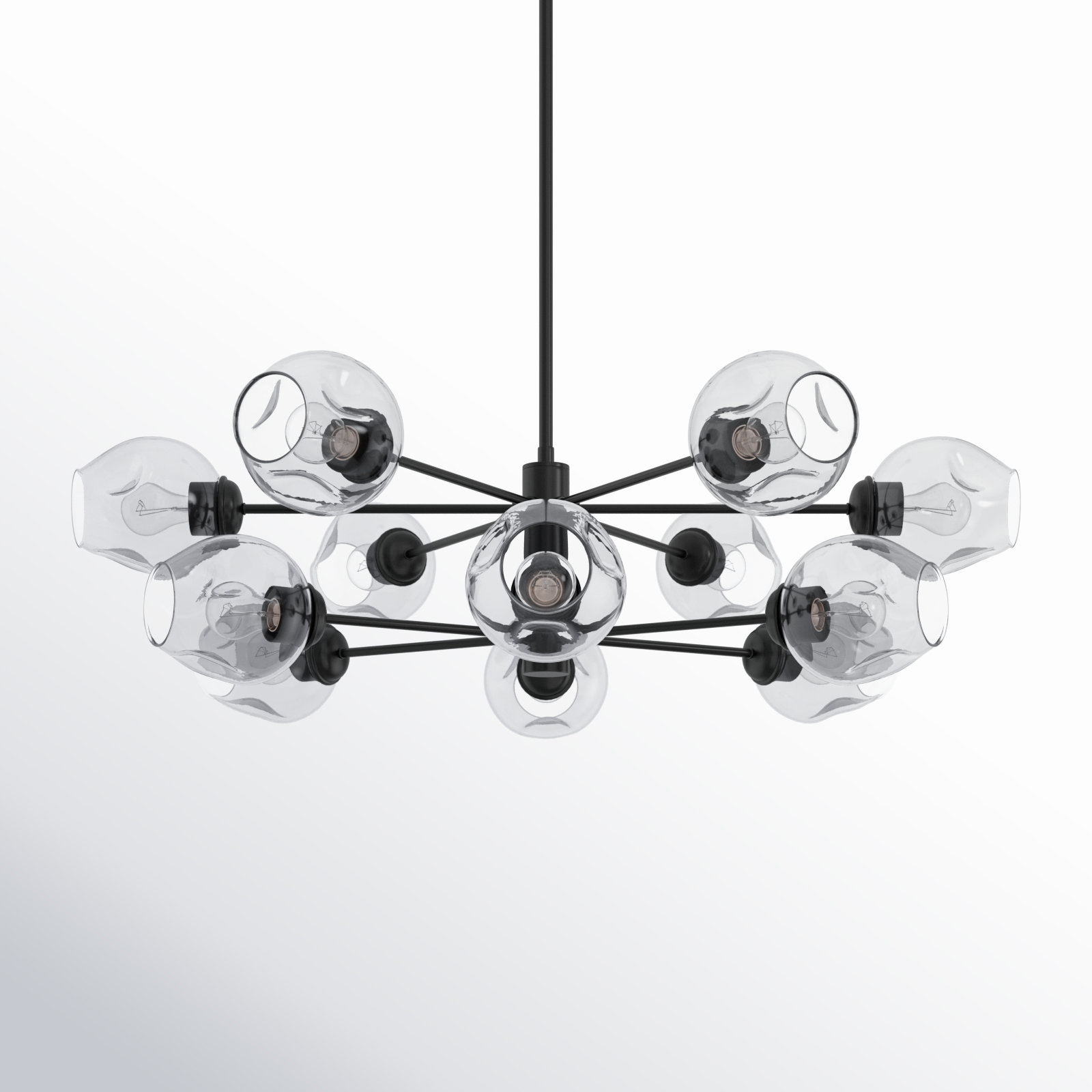 Anastasia 12 - Light Dimmable Sputnik Chandelier, Clear, Satin Black