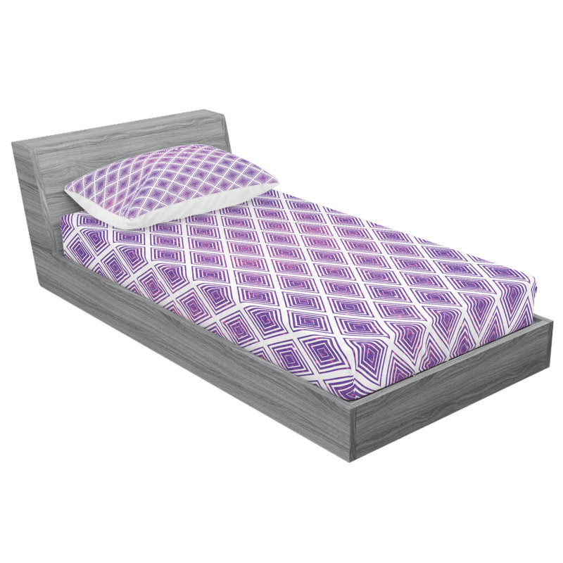 Microfiber Geometric Sheet Set, Full Sheet Set with Fitted Sheet