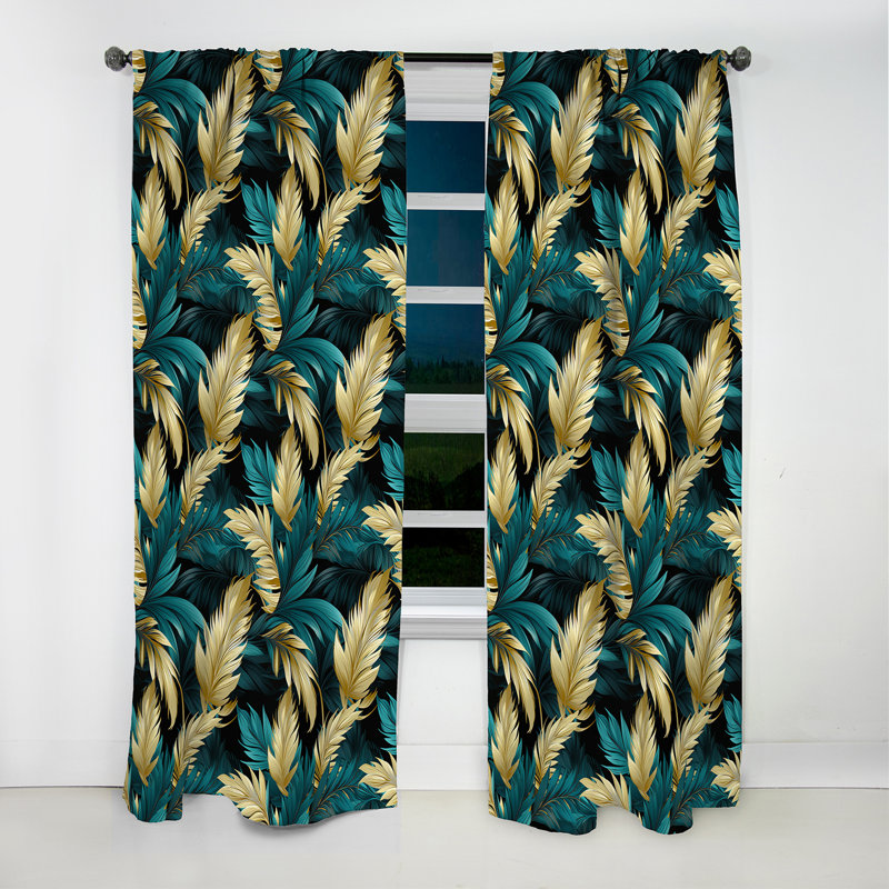 Palmier brise motif tropical III - Rideau floral - Rideau occultant floral - 1 panneau, L 52 po x L 95 po