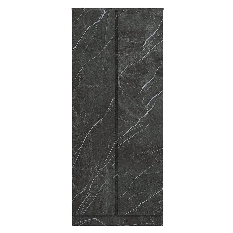 Deraz 2 Door Plain Wardrobe In Marble Effect, Grey