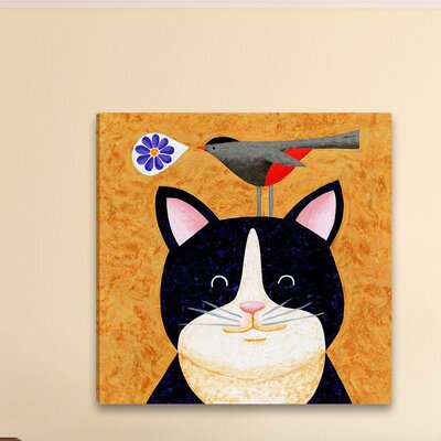 Floral Meowsical' by Janet Nelson Painting Print on Wrapped Canvas -  Marmont Hill, MH-MWW-NEL-48-C-24