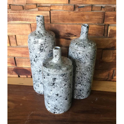 Ensemble de 3 vases de table en céramique gris Aviana