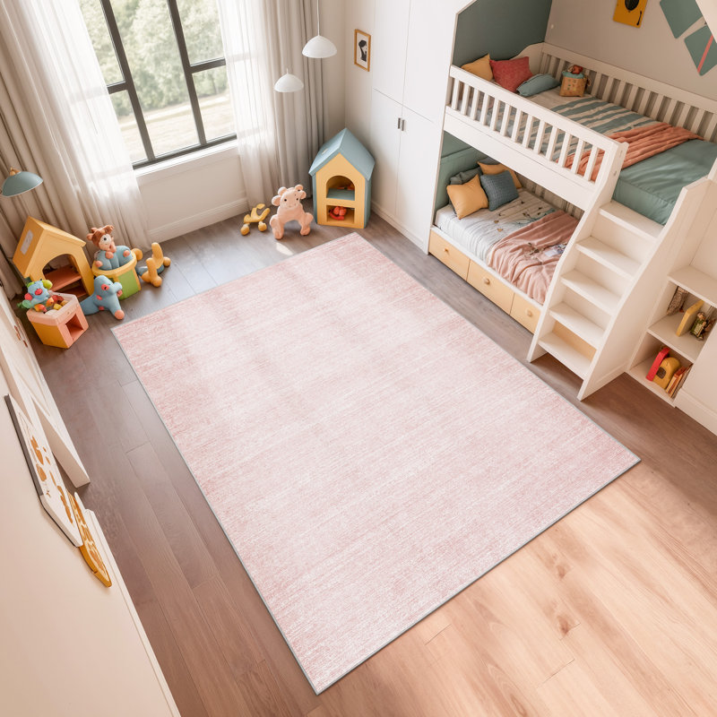 Tapis lavable à rayures rétro antidérapant (beige), Rose clair, Rectangle 6 pi x 9 pi