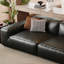 Canapé modulaire noir en cuir véritable-109314825